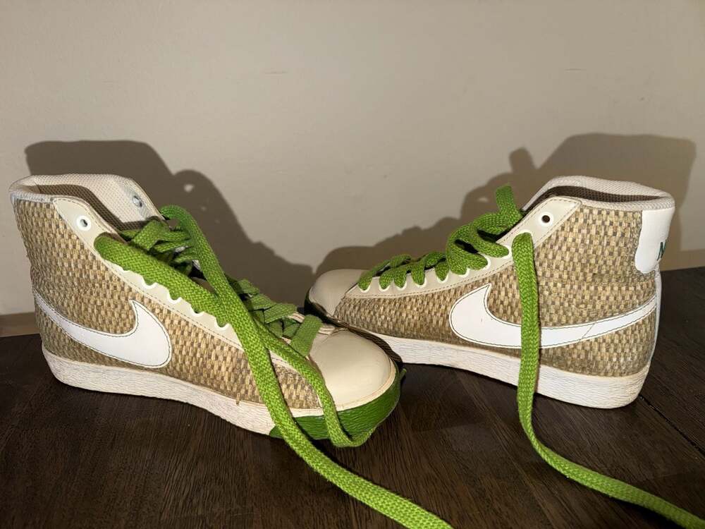 Nike x J.Crew Blazer Mid Premium Vintage Woven Straw and Leather Sneakers
